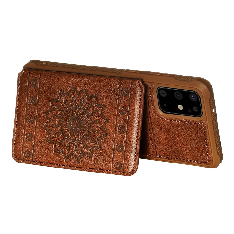 For Galaxy S20+ Sun Flower Pattern Embossed Horizontal Drop-proof Mobile Phone Case with Card Slots & Wallet & Photo Holder & Stand Function