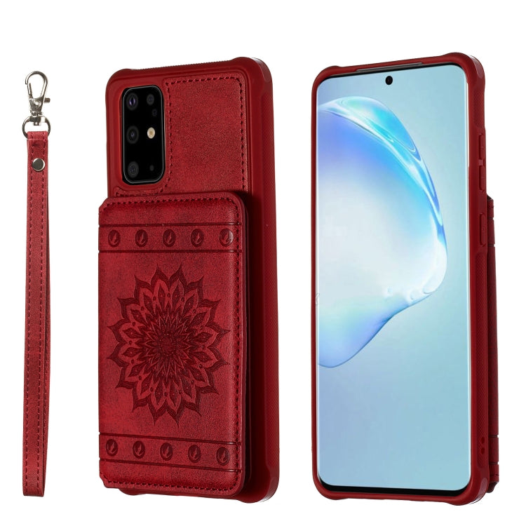 For Galaxy S20+ Sun Flower Pattern Embossed Horizontal Drop-proof Mobile Phone Case with Card Slots & Wallet & Photo Holder & Stand Function