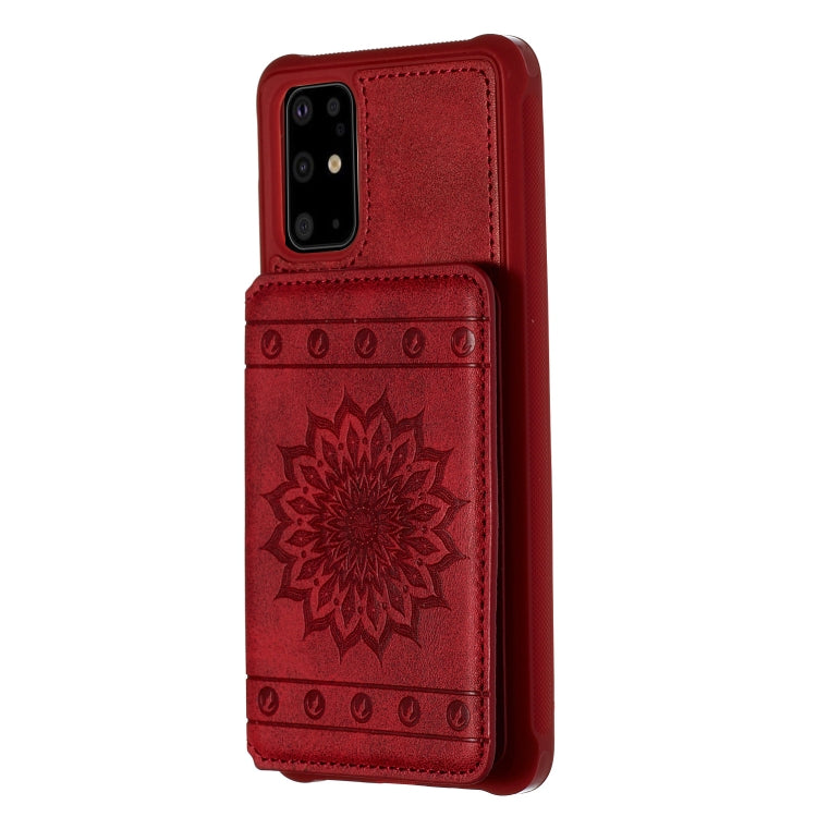 For Galaxy S20+ Sun Flower Pattern Embossed Horizontal Drop-proof Mobile Phone Case with Card Slots & Wallet & Photo Holder & Stand Function
