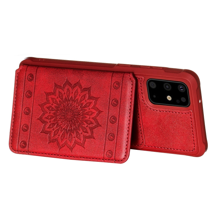 For Galaxy S20+ Sun Flower Pattern Embossed Horizontal Drop-proof Mobile Phone Case with Card Slots & Wallet & Photo Holder & Stand Function
