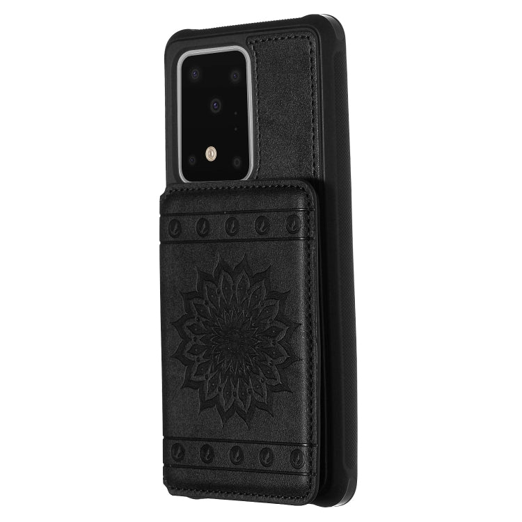 For Galaxy S20 Ultra Sun Flower Pattern Embossed Horizontal Drop-proof Mobile Phone Case with Card Slots & Wallet & Photo Holder & Stand Function