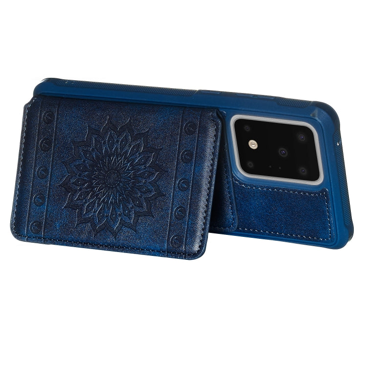 For Galaxy S20 Ultra Sun Flower Pattern Embossed Horizontal Drop-proof Mobile Phone Case with Card Slots & Wallet & Photo Holder & Stand Function