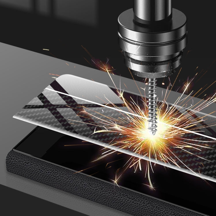 For Samsung Galaxy Z Fold4 GKK Texture Pattern Electroplating Tempered Glass Leather Case