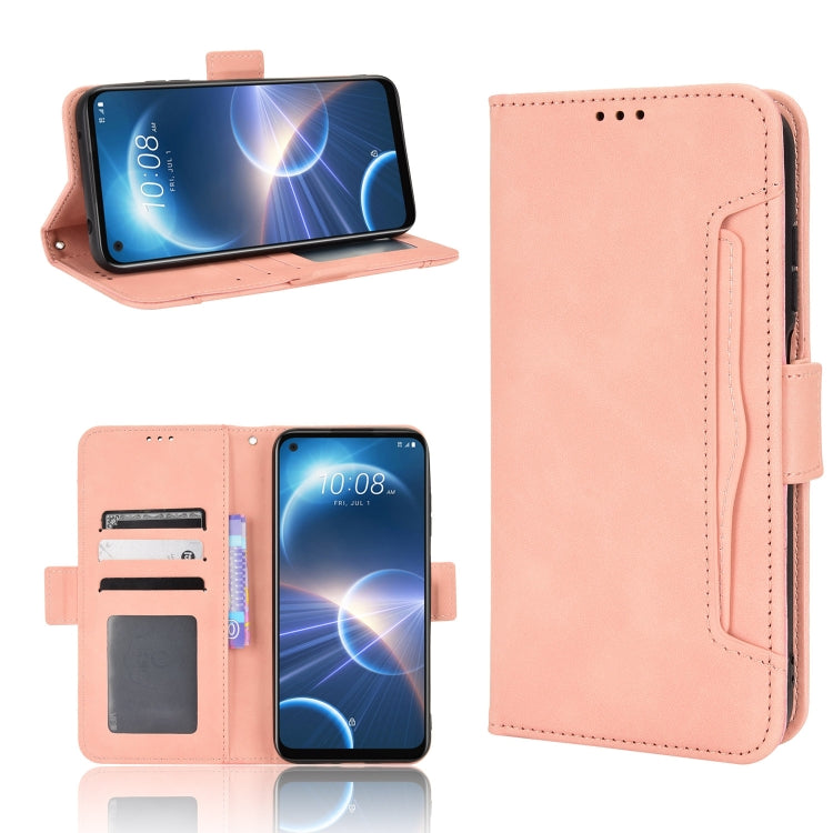 For HTC Desire 22 Pro Skin Feel Calf Texture Card Slots Leather Phone Case