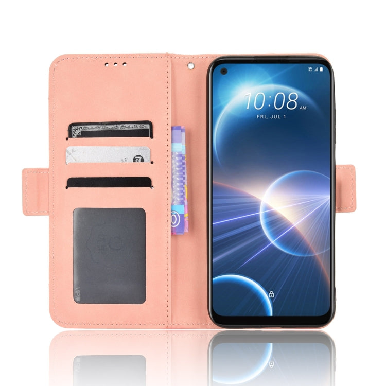 For HTC Desire 22 Pro Skin Feel Calf Texture Card Slots Leather Phone Case