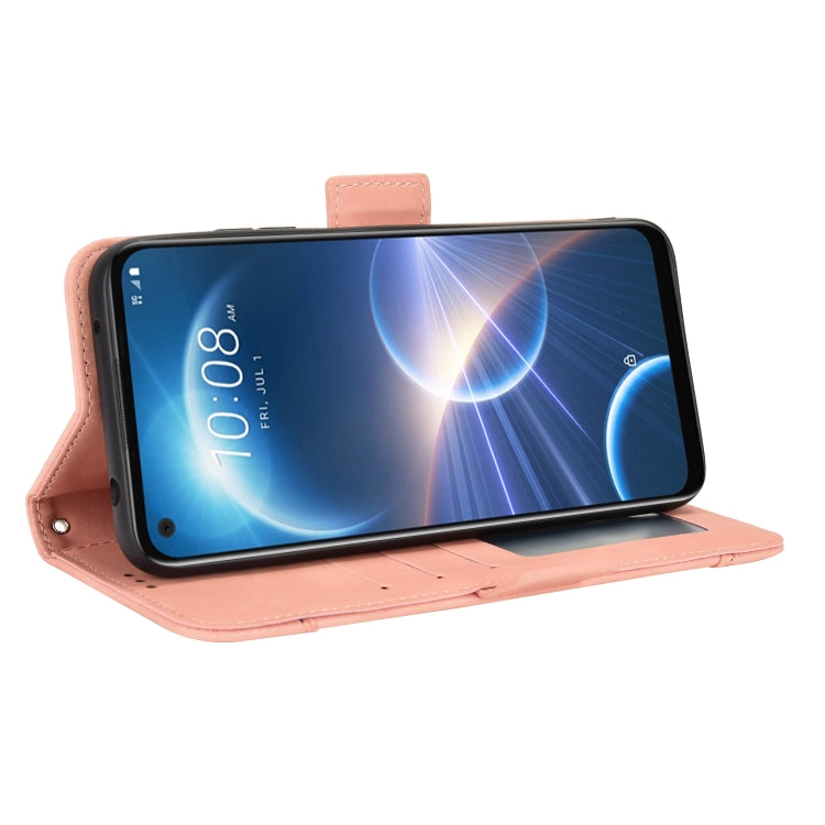For HTC Desire 22 Pro Skin Feel Calf Texture Card Slots Leather Phone Case