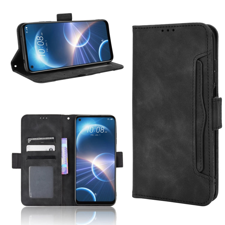 For HTC Desire 22 Pro Skin Feel Calf Texture Card Slots Leather Phone Case