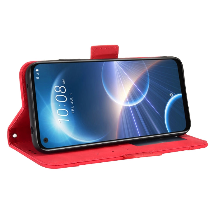 For HTC Desire 22 Pro Skin Feel Calf Texture Card Slots Leather Phone Case