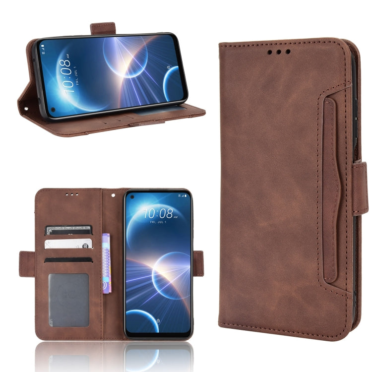 For HTC Desire 22 Pro Skin Feel Calf Texture Card Slots Leather Phone Case