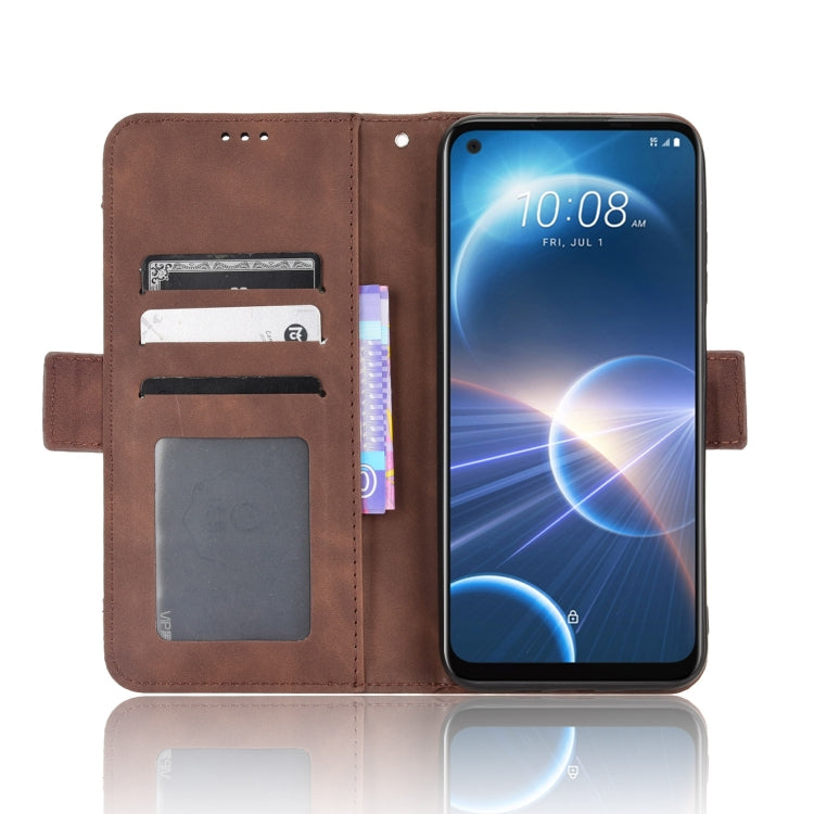 For HTC Desire 22 Pro Skin Feel Calf Texture Card Slots Leather Phone Case