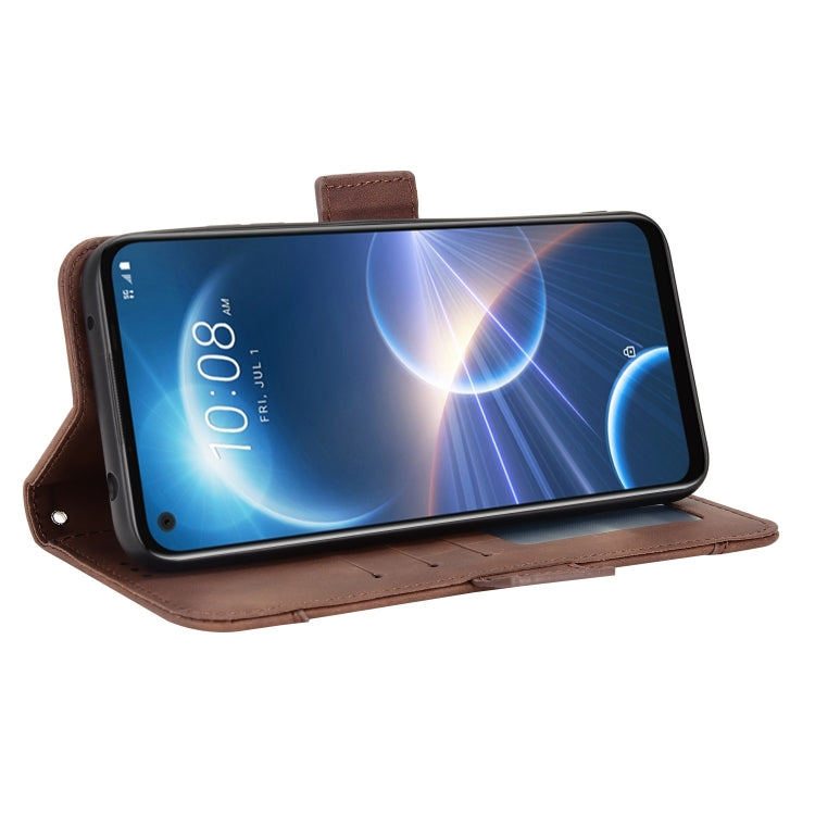 For HTC Desire 22 Pro Skin Feel Calf Texture Card Slots Leather Phone Case