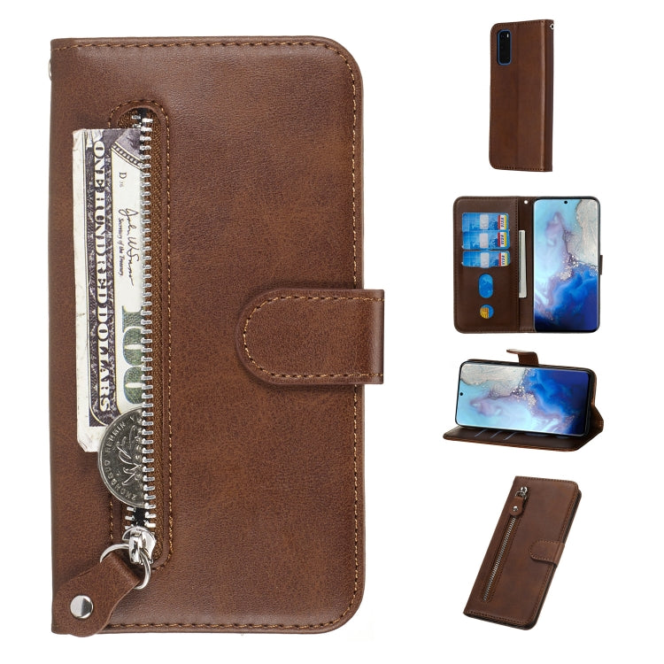 For Galaxy S20 Fashion Calf Texture Zipper Horizontal Flip Leather Case with Stand & Card Slots & Wallet Function