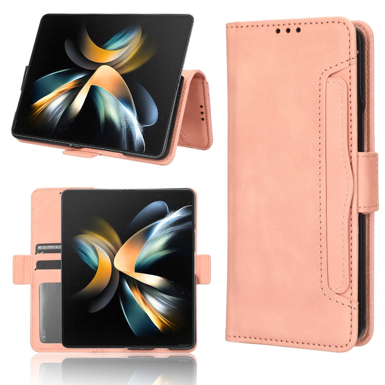 For Samsung Galaxy Z Fold4 5G Skin Feel Calf Texture Card Slots Leather Phone Case