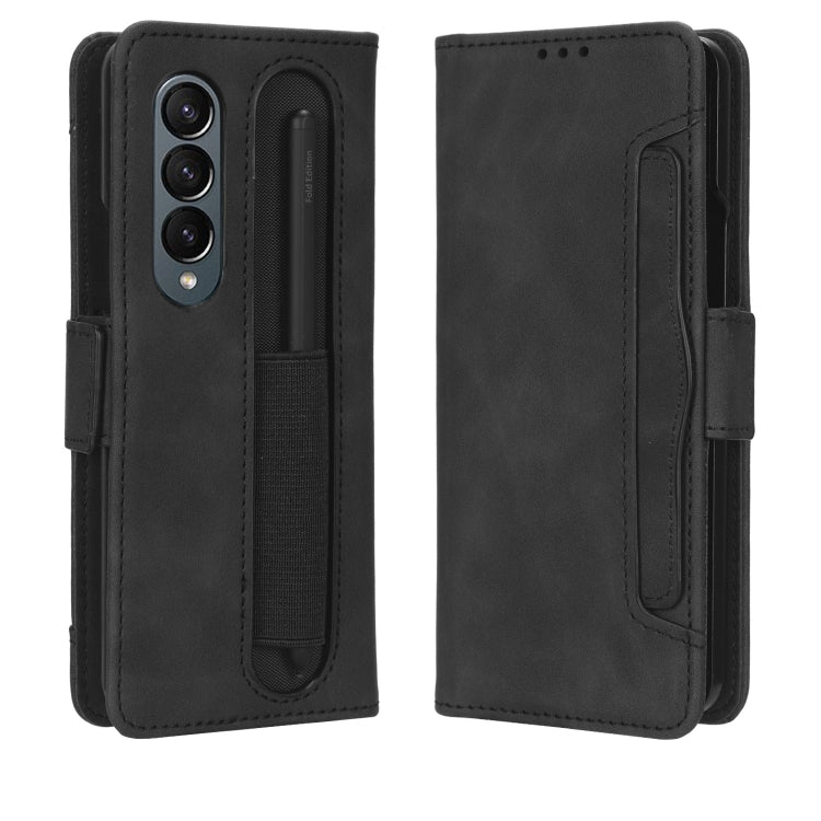 For Samsung Galaxy Z Fold4 5G Skin Feel Calf Texture Card Slots Leather Phone Case