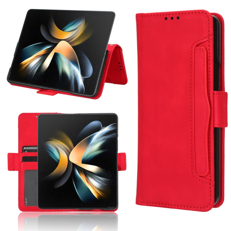 For Samsung Galaxy Z Fold4 5G Skin Feel Calf Texture Card Slots Leather Phone Case