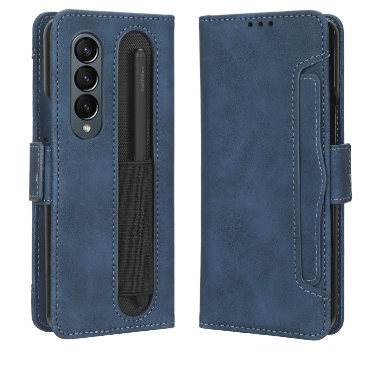 For Samsung Galaxy Z Fold4 5G Skin Feel Calf Texture Card Slots Leather Phone Case