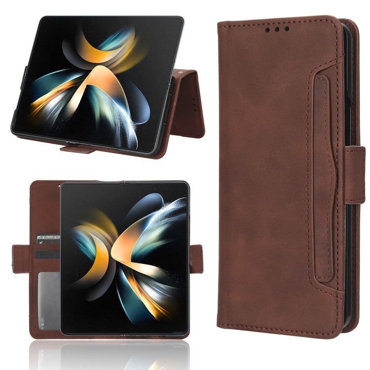 For Samsung Galaxy Z Fold4 5G Skin Feel Calf Texture Card Slots Leather Phone Case