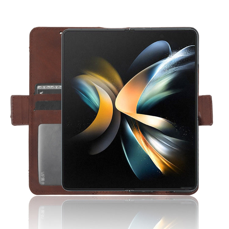 For Samsung Galaxy Z Fold4 5G Skin Feel Calf Texture Card Slots Leather Phone Case