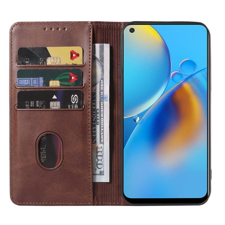 For OPPO A74 4G Magnetic Closure Leather Phone Case