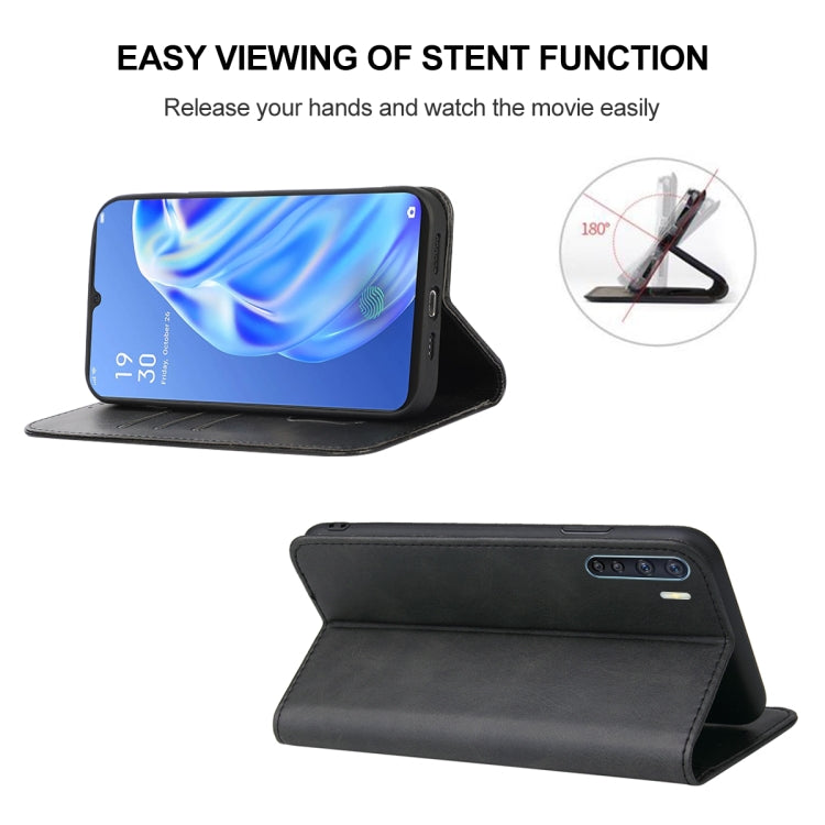 For OPPO F15 Magnetic Closure Leather Phone Case