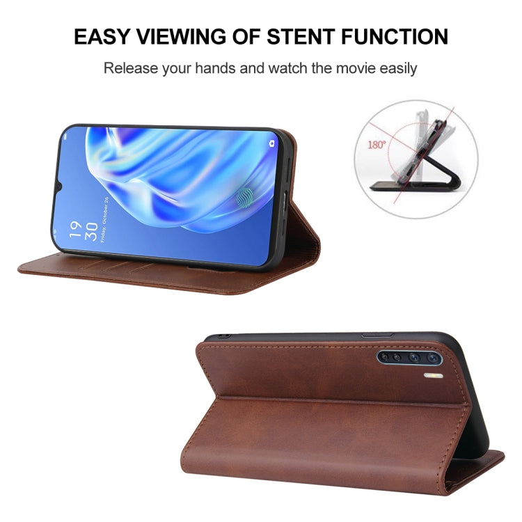 For OPPO F15 Magnetic Closure Leather Phone Case