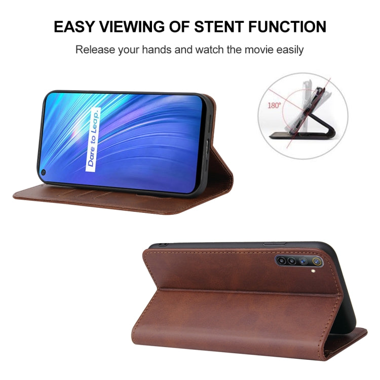 For Realme 6 Magnetic Closure Leather Phone Case