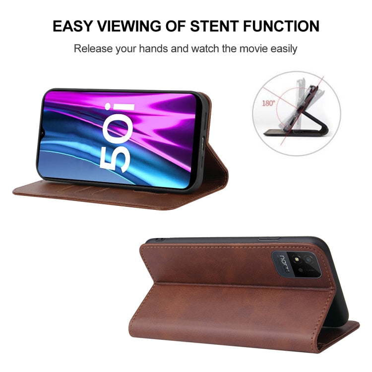 For Realme Narzo 50i Magnetic Closure Leather Phone Case