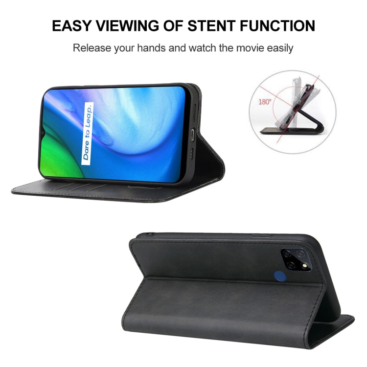 For Realme Q2i Magnetic Closure Leather Phone Case