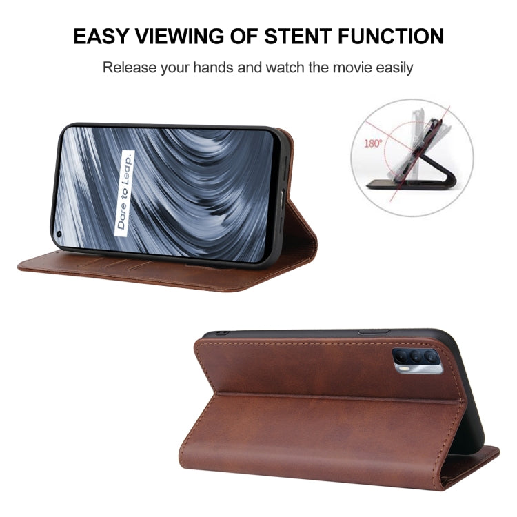 For Realme V15 Magnetic Closure Leather Phone Case