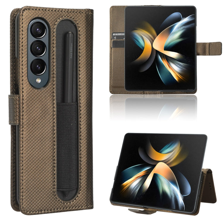 For Samsung Galaxy Z Fold4 5G Diamond Texture Leather Phone Case