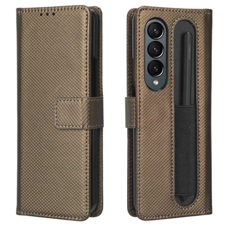 For Samsung Galaxy Z Fold4 5G Diamond Texture Leather Phone Case