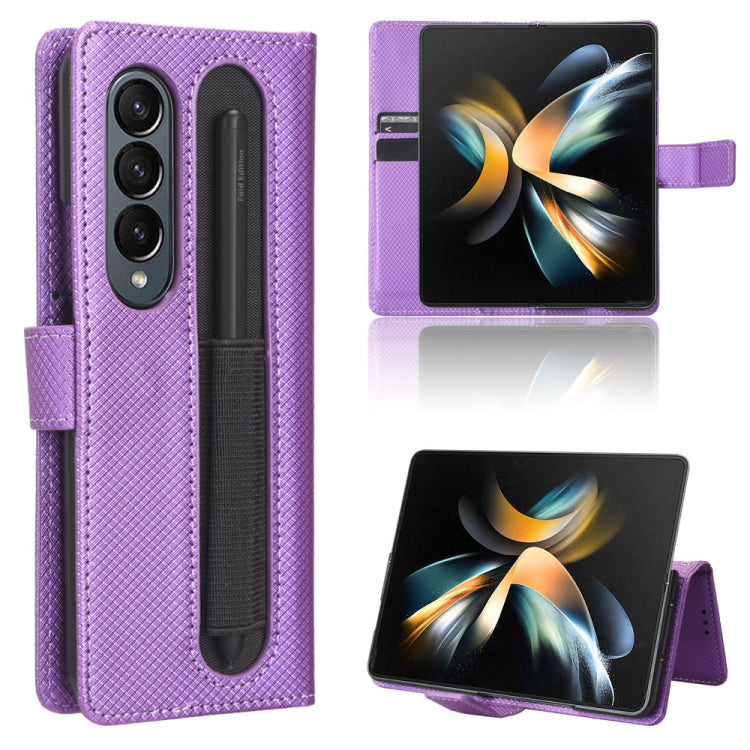 For Samsung Galaxy Z Fold4 5G Diamond Texture Leather Phone Case