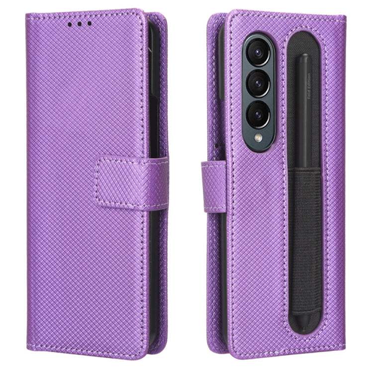 For Samsung Galaxy Z Fold4 5G Diamond Texture Leather Phone Case