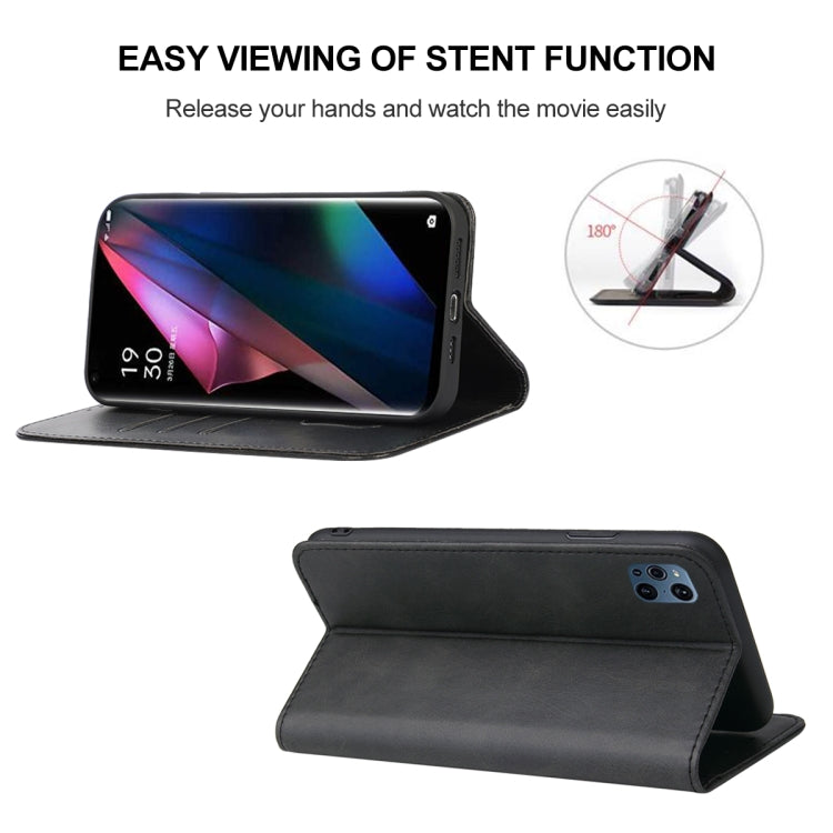 For OPPO Find X3 Magnetic Closure Leather Phone Case