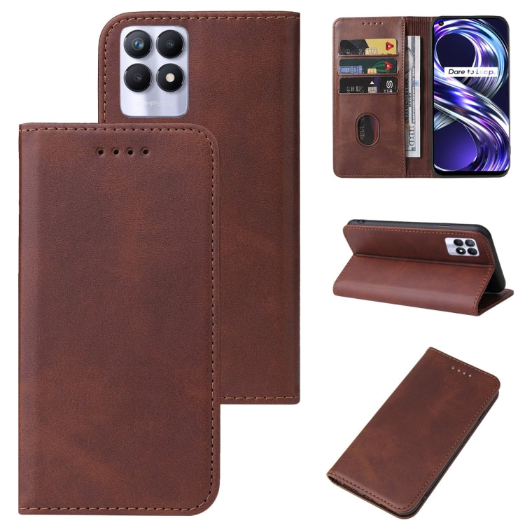 For Realme 8i Magnetic Closure Leather Phone Case