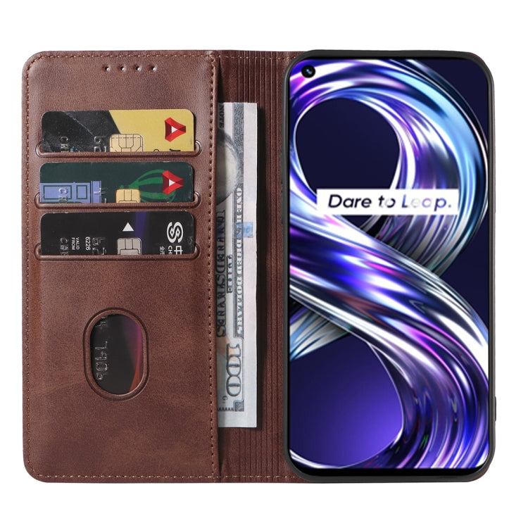 For Realme 8i Magnetic Closure Leather Phone Case