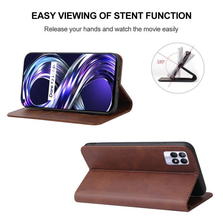For Realme 8i Magnetic Closure Leather Phone Case