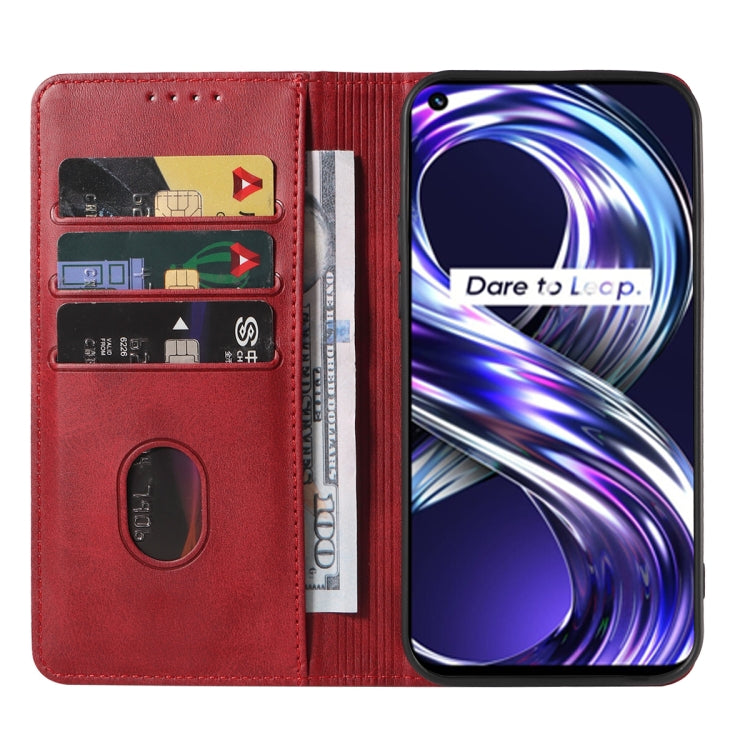 For Realme 8i Magnetic Closure Leather Phone Case