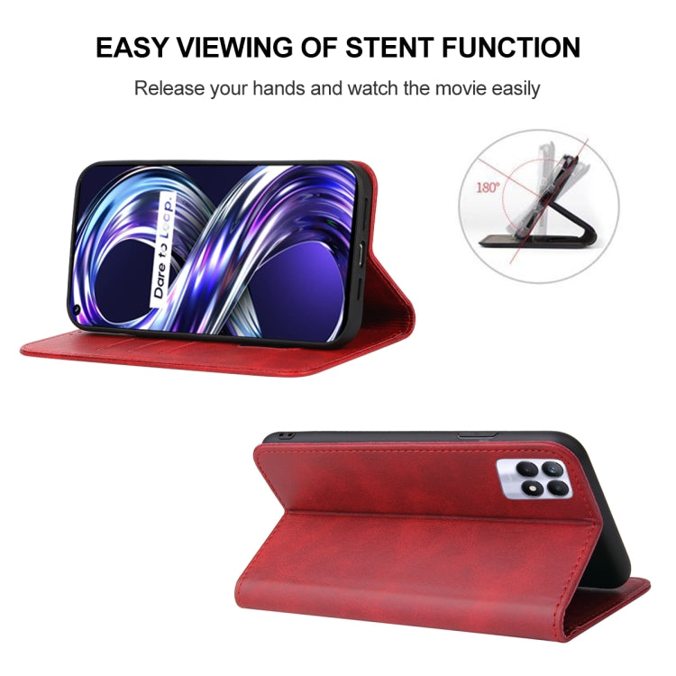 For Realme 8i Magnetic Closure Leather Phone Case