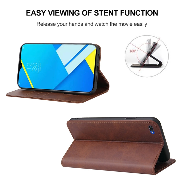 For Realme C2 Magnetic Closure Leather Phone Case