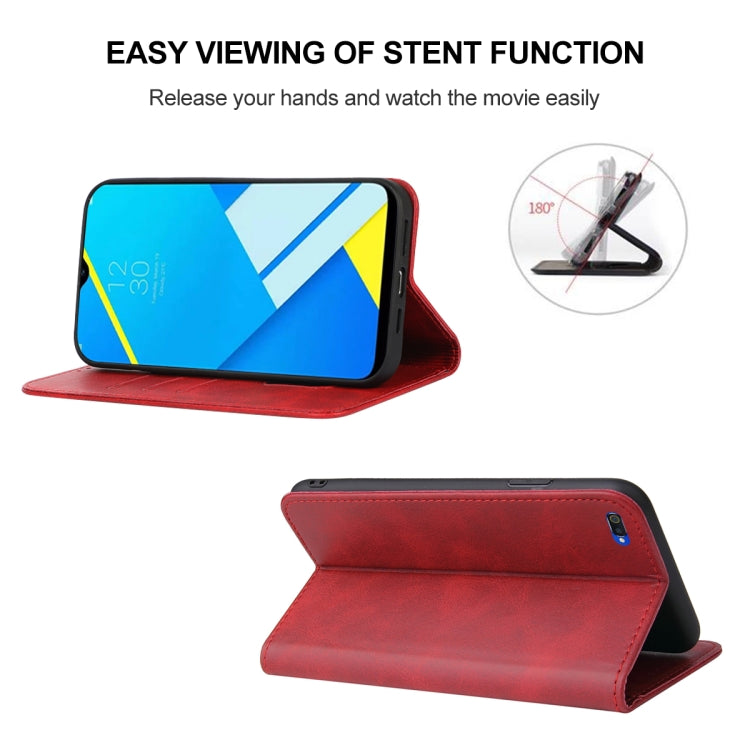 For Realme C2 Magnetic Closure Leather Phone Case