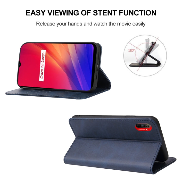 For Realme C3 Magnetic Closure Leather Phone Case