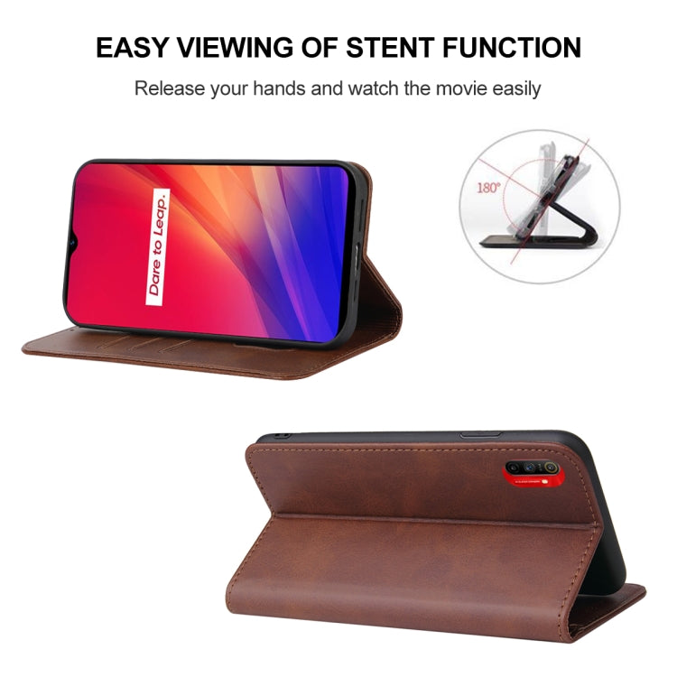 For Realme C3 Magnetic Closure Leather Phone Case