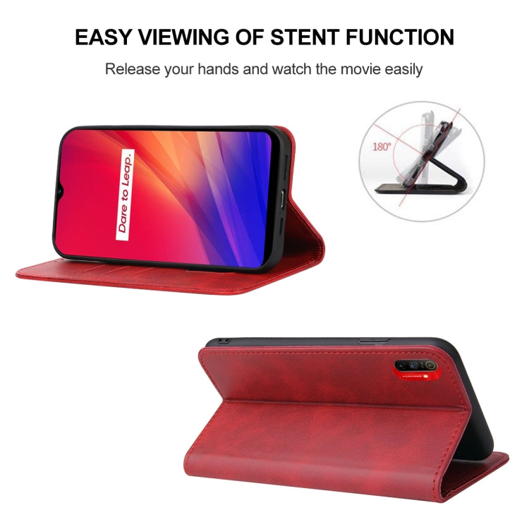 For Realme C3 Magnetic Closure Leather Phone Case