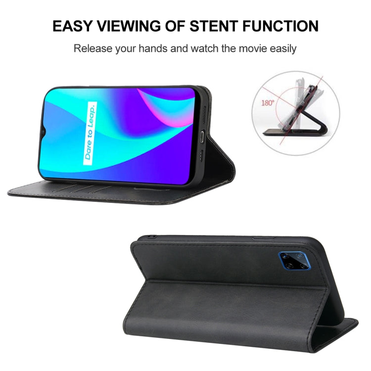 For Realme C12 Magnetic Closure Leather Phone Case