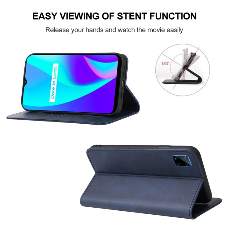 For Realme C12 Magnetic Closure Leather Phone Case