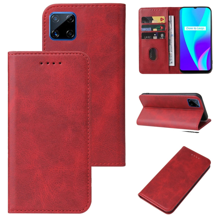 For Realme C12 Magnetic Closure Leather Phone Case