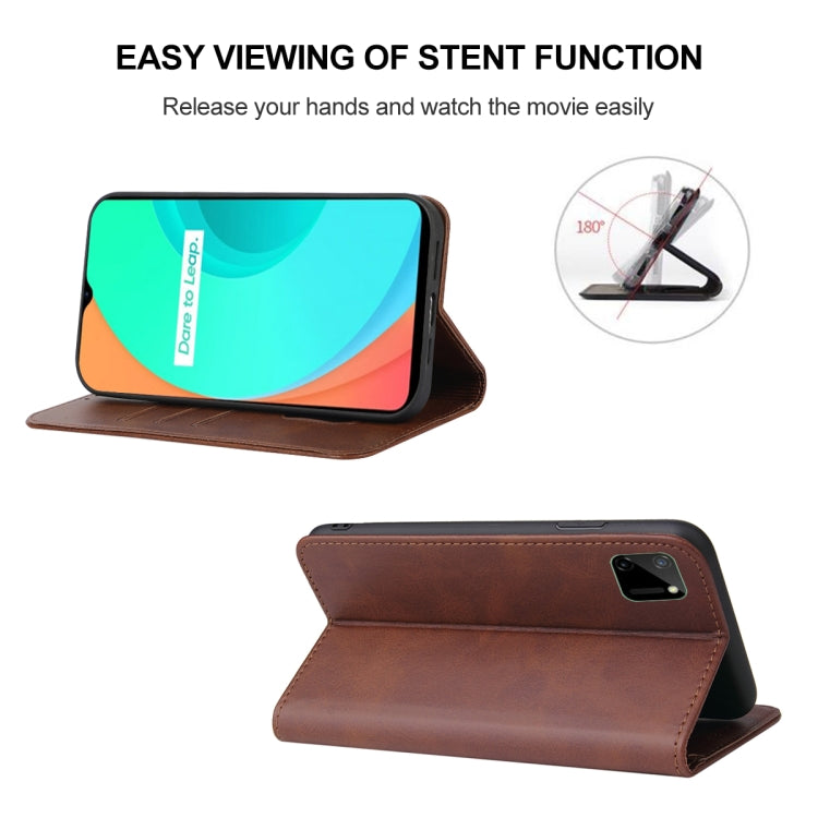 For Realme C21 Magnetic Closure Leather Phone Case