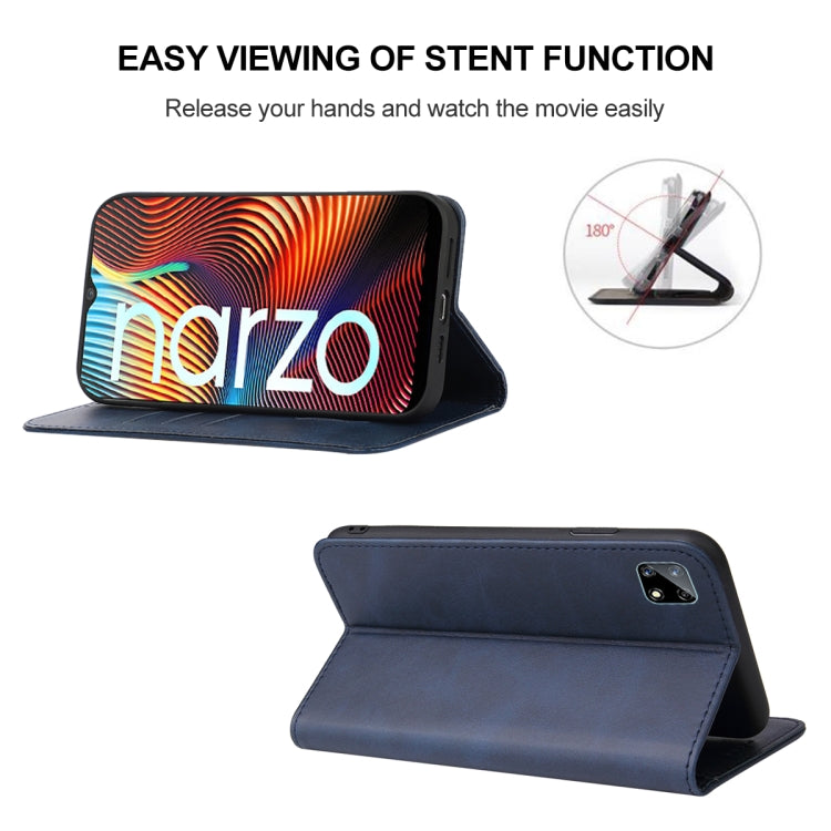 For Realme Narzo Magnetic Closure Leather Phone Case