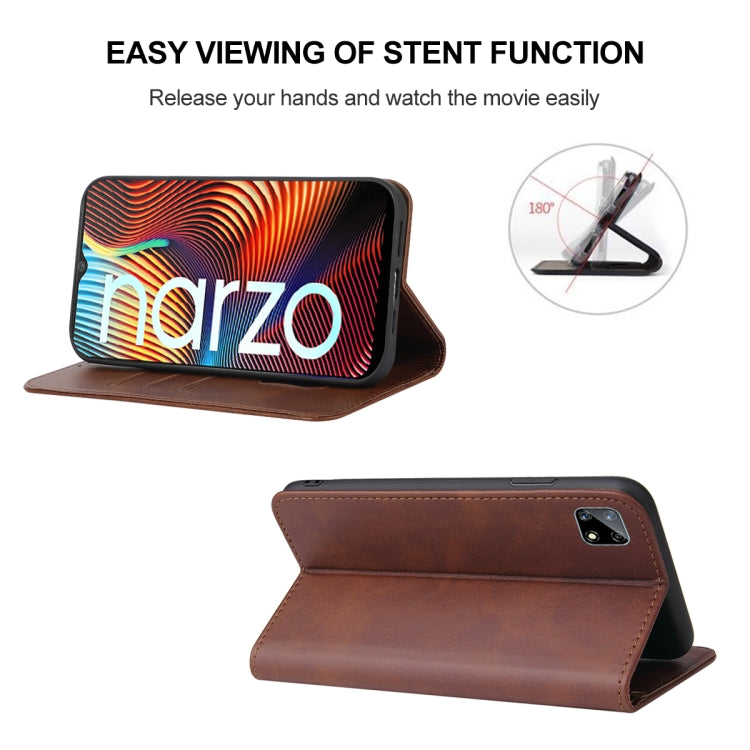 For Realme Narzo Magnetic Closure Leather Phone Case